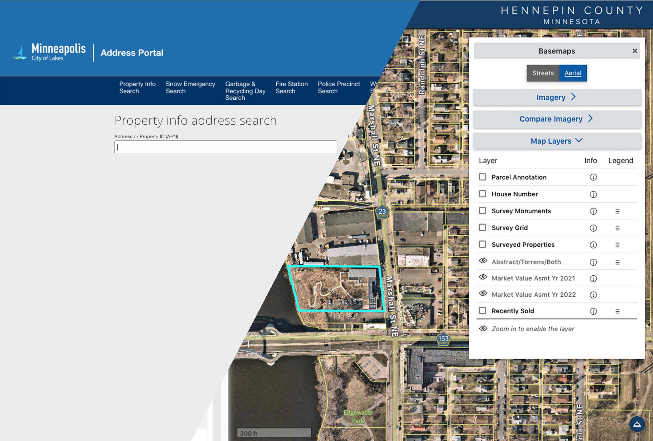 Property Research website screens - Minneapolis, Minnesota